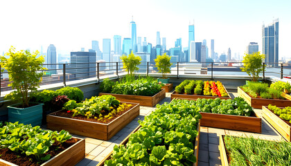 Fototapeta premium Fresh Organic Vegetable Farm with Rows of Ripe Tomatoes and Green Lettuce Under Golden Sunlight