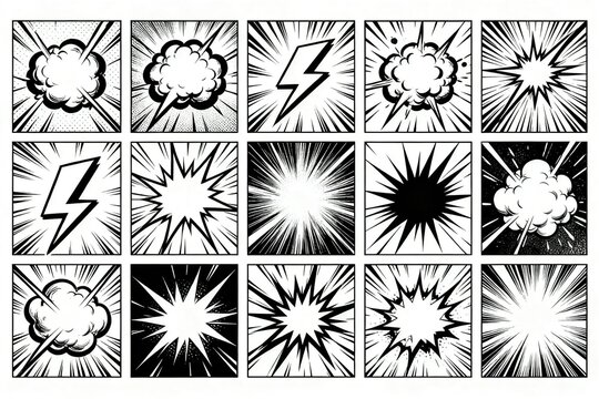 Black and White Comic Book Explosions
