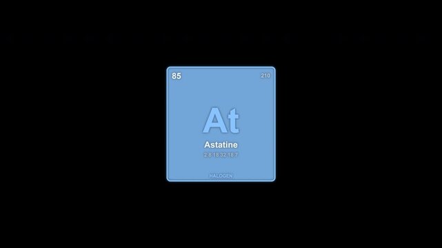 Astatine At Periodic Table Element Tile Animated Overlay Alpha Channel 4K