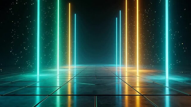 Futuristic neon light corridor