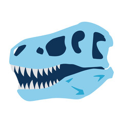 Blue T-Rex Dinosaur Skull Icon Isolated on White Background for Paleontology Art © MDMOSTAFIZARRAHMAN