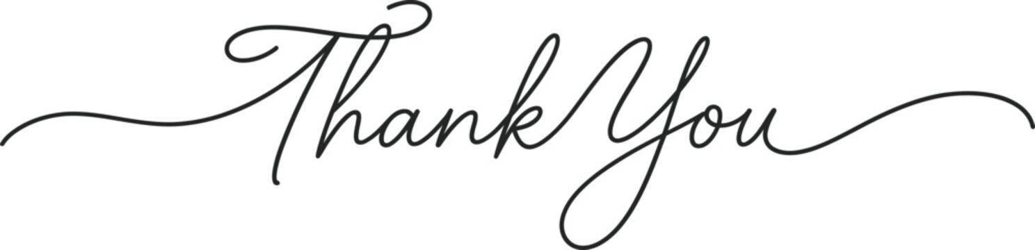 Elegant 'thank you' calligraphy vector illustration for cards invitations and appreciation designs