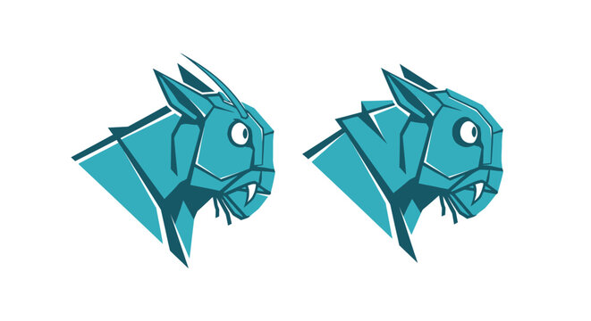 Geometric Rabbit Head Design in Turquoise Color.