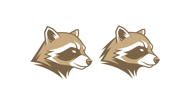 Detailed illustration of two raccoon heads facing forward.