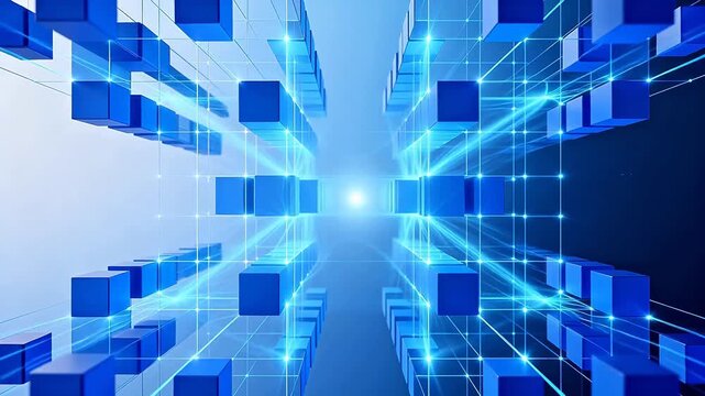 Blue Cubes in Grid Pattern