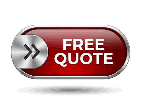 Glossy red and silver free quote button with forward arrows for call to action