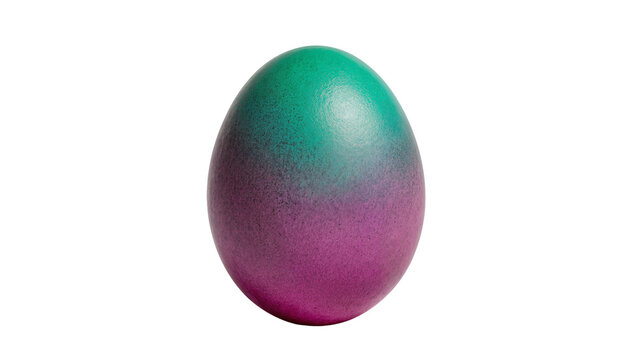 Isolated unique vibrant colorful Easter egg displaying an attractive green and purple gradient