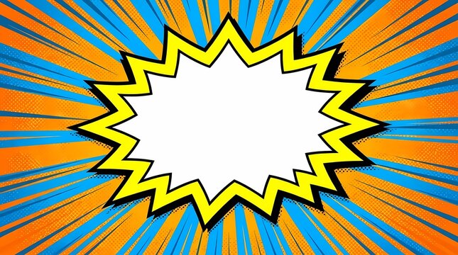 Retro comic book starburst background with sunray pattern.