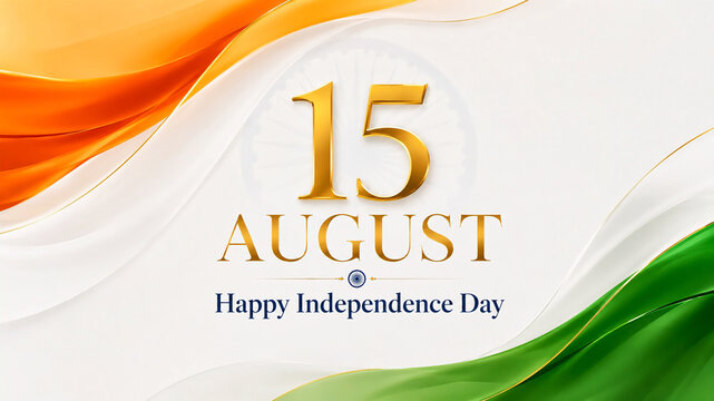 15 august happy independence day banner luxury tricolor background with golden typography
