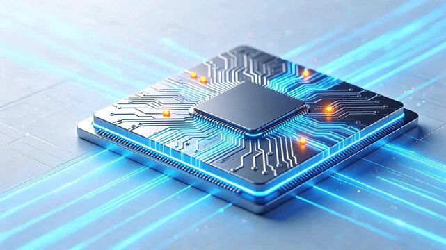Microchip with glowing circuitry