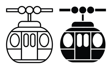 Cable car and gondola lift in outline and solid black styles © Vectory Icons