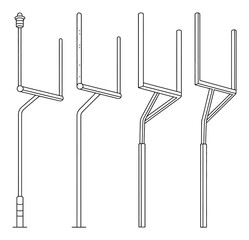 Set of four different american football goal post in line style © Vectory Icons