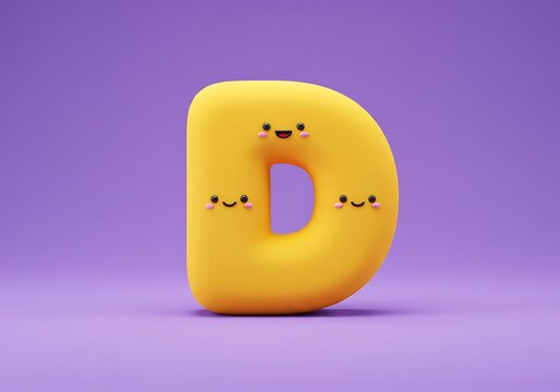 可愛い黄色いDの文字 3Dレンダリング