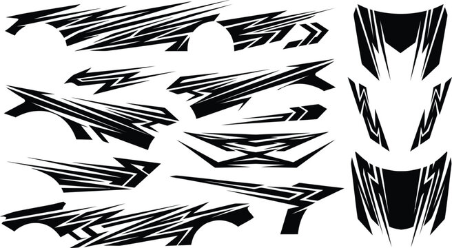 Collection of black tribal flame and speedline for vehicle decals sticker