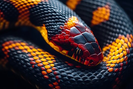 coral snake with vibrant scales showcases a striking reptile as a venomous snake and colorful snake thriving in wildlife close up