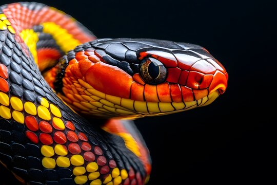 coral snake with vibrant scales showcases a striking reptile as a venomous snake and colorful snake thriving in wildlife close up