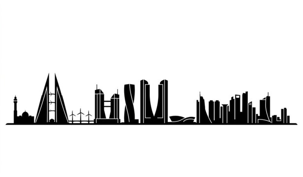 Modern Manama Skyline Black Silhouette Vector for Website Header and Banner