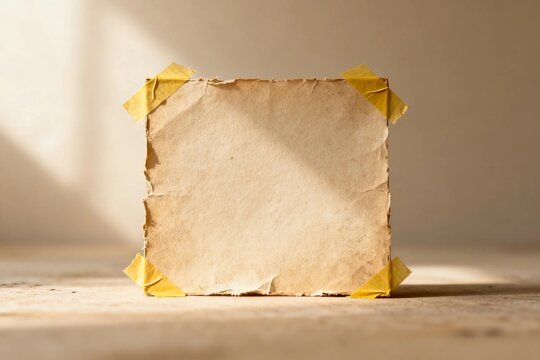 Vintage paper note taped to wooden surface