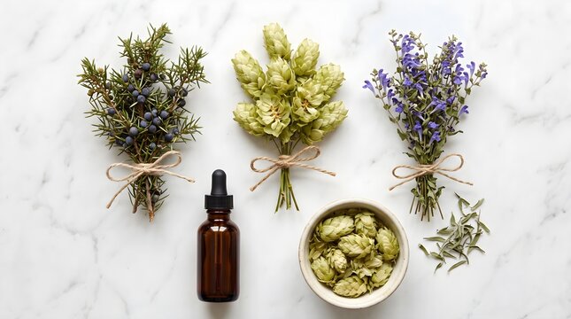 Juniper Berry, Hops & Skullcap Bundle &mdash; Calming Sleep Herb Wellness Photography