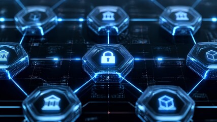Fototapeta premium Blockchain Network with Secure Digital Connection Technology Background