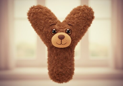 可愛いクマの毛糸のアルファベットY