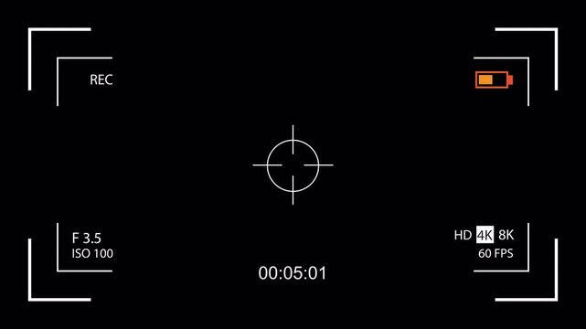 Camcorder recording screen overlay with technical display data