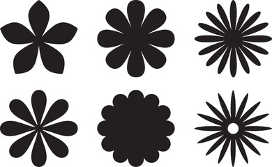 Obraz premium Set of black silhouette flower shapes vector graphic collection with silhouette