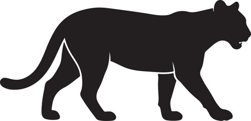 Black silhouette of a walking panther or wild jungle cat © Istiak Ahmed