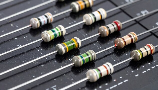A collection of various surface mount resistors on a black plastic tape reel format sheet