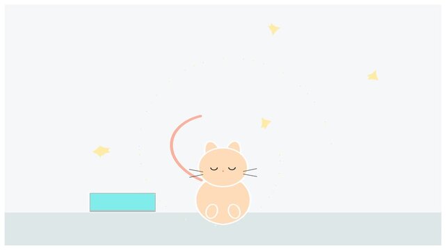 Cute Minimalist Peach Cat Character in Simple 2D Vector Style