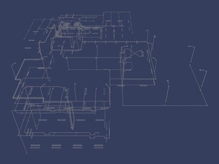 Fototapeta premium 3D illustration of building, construction, and piping