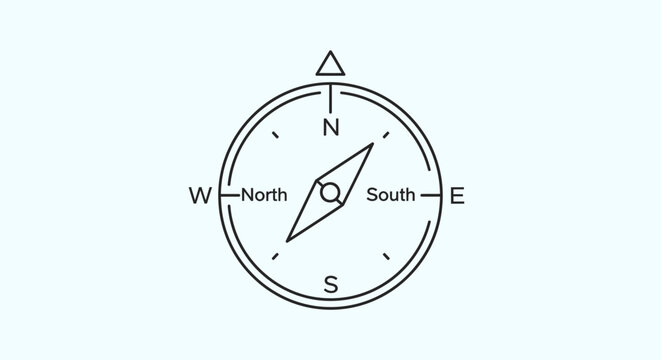 Minimalist compass illustration showing direction and navigation concept