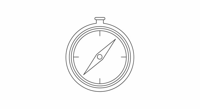 Minimalist compass illustration on white background for direction and navigation