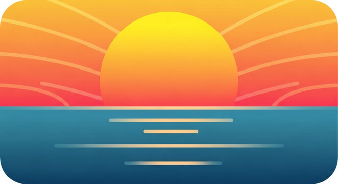 Sunset Over Water with Minimalist Interface
