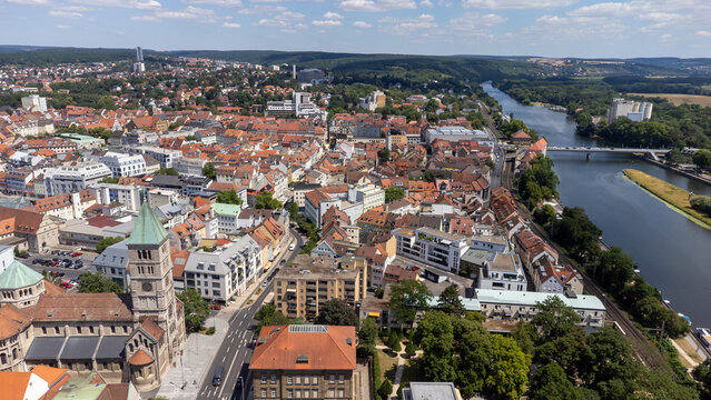 Aerial View of Schweinfurt on the Main River in Lower Franconia, Bavaria, Germany