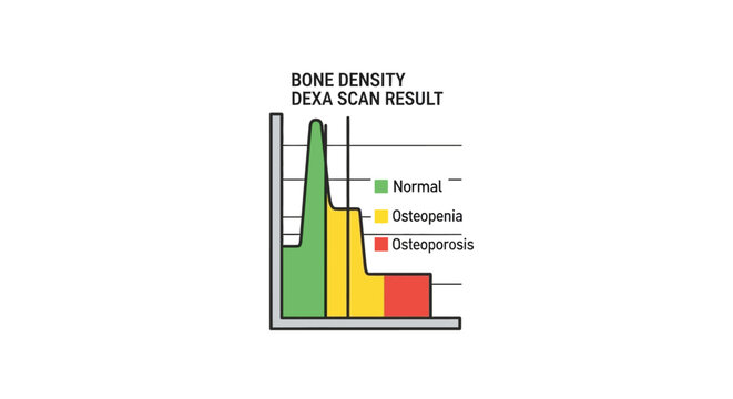 Bone Density DEXA Scan Result Graph: Normal, Osteopenia, Osteoporosis Health Diagnosis