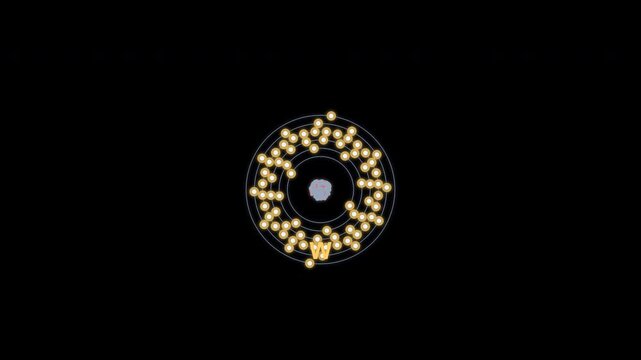 Tungsten W Bohr Atom Model Clean No Text Overlay Alpha Channel 4K