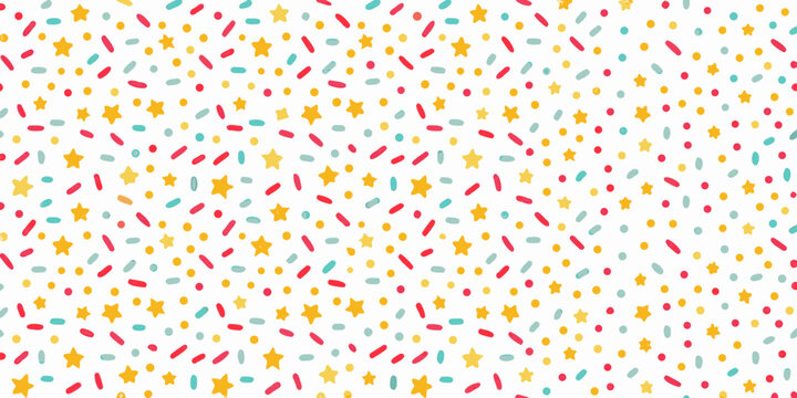 Star and sprinkle pattern on a white background