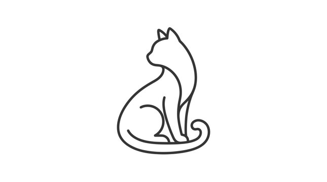 Minimalist Sitting Cat Line Art Vector