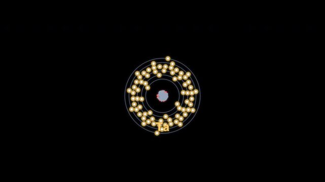 Tantalum Ta Bohr Atom Model Clean No Text Overlay Alpha Channel 4K