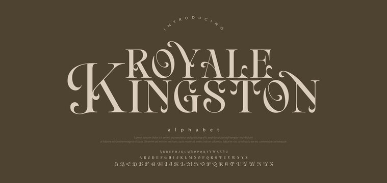 Royale KINGSTONE Elegant modern alphabet font. Typography luxury classic lettering serif italic fonts decorative wedding vintage retro logos. vector illustration