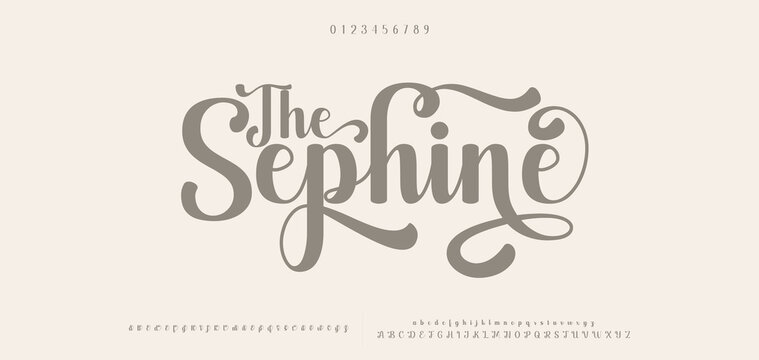 The Sephine Abstract Fashion font alphabet. Minimal modern urban fonts for logo, brand etc. Typography typeface uppercase lowercase and number. vector illustration