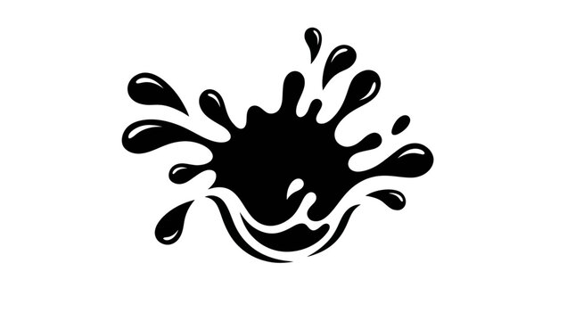 Black Ink Splash Abstract Artistic Design Illustration.
