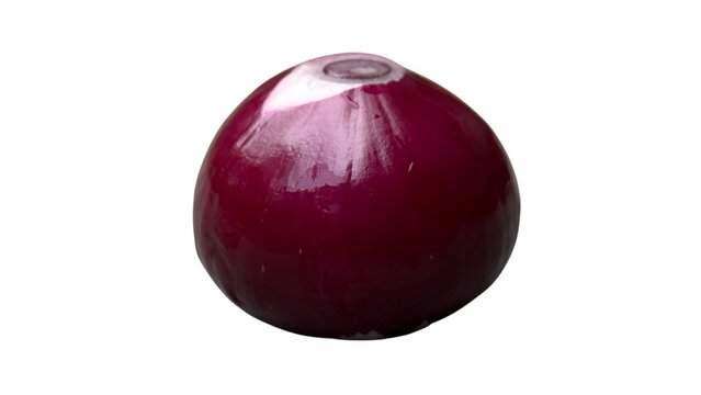 A single whole fresh red onion on a clean white background