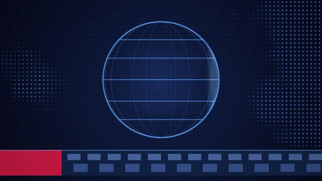 Broadcast Breaking News Rotating Globe World Map and Scrolling Ticker Seamless Loop Background