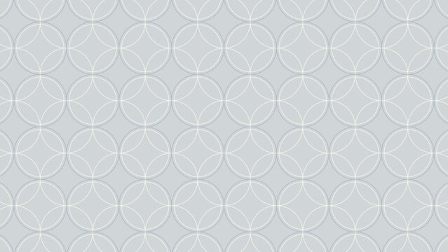 Minimal overlapping circle line seamless pattern in soft gray geometric background, 16:9 ratio