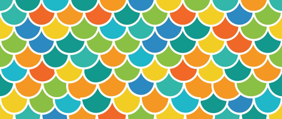Colorful Fish Scales Pattern Background, Vibrant Ocean Wave Texture © refa