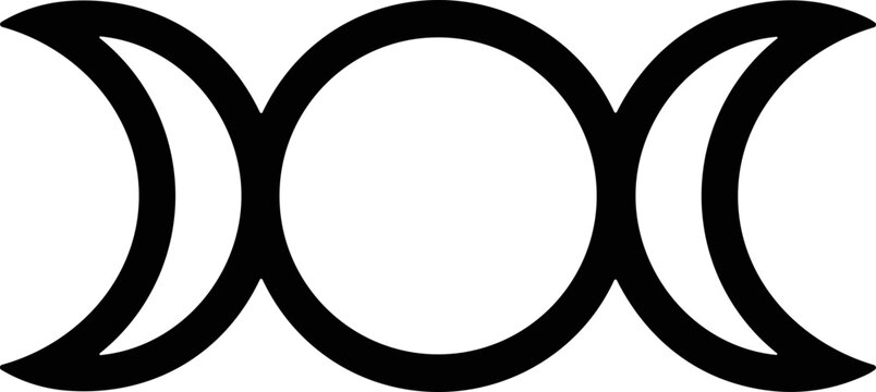 Triple Moon Symbol, Wiccan Goddess Symbol, Pagan Symbol, Crescent Moons and Circle