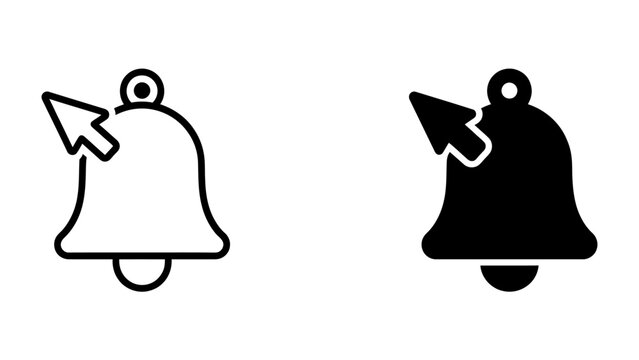 Notification Bell Icon: A minimalist graphic representation of a notification bell icon, featuring a cursor arrow pointing towards it, symbolizing alerts and new information.