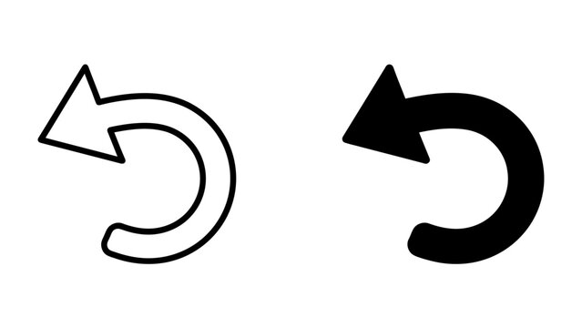 Undo Arrow Icons: A pair of stylized undo arrows, one outlined in white and the other solid black, represent the action of reverting or canceling an operation.
